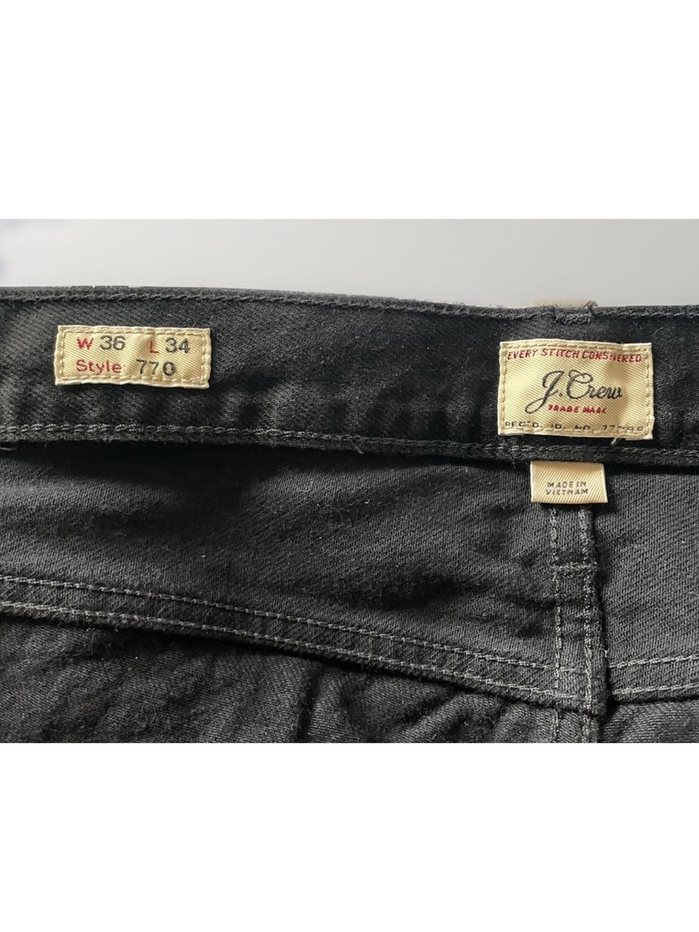 J.Crew Men’s 770 Straight Fit Black Rinse Jeans - Picture 3 of 7